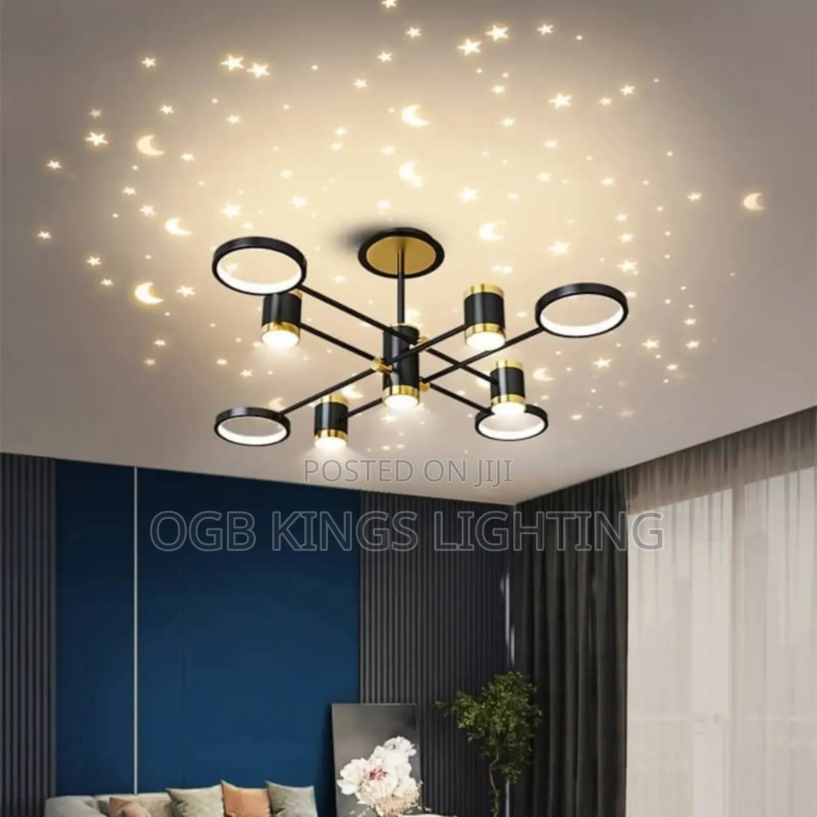 Modern LED Chandelier Lighting for Living Room Bedroom Black