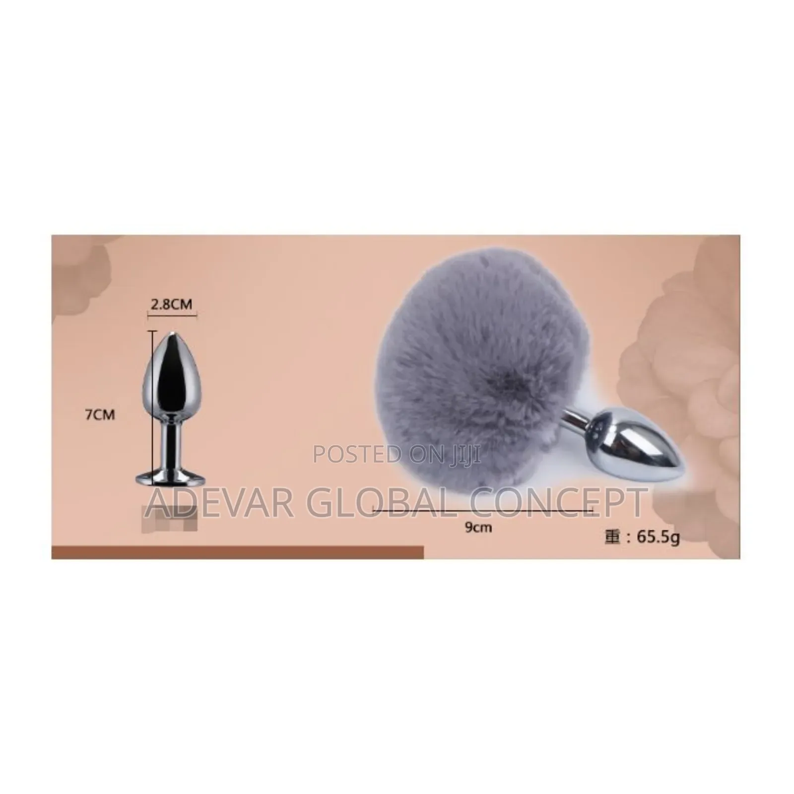 Silver Metal Fur Ball Anal Stuffed Butt Plug Women Sex Toy