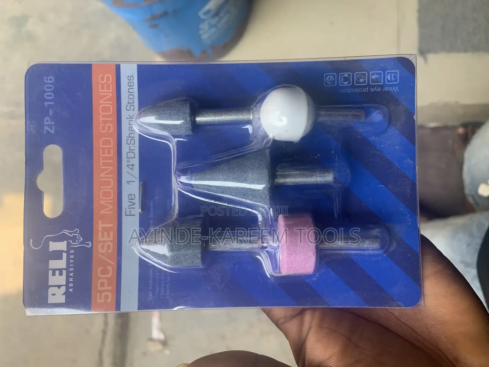 5PCS Mounted Stone Set 1/4 Dr Shank Stone
