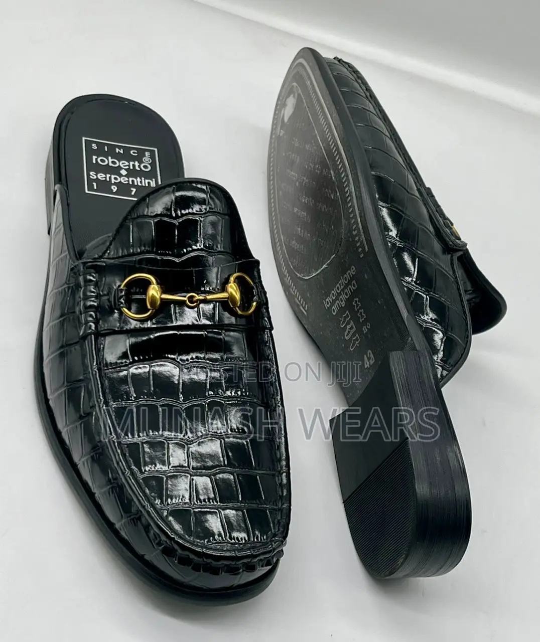 Italian Serpentini Leather Half Shoe