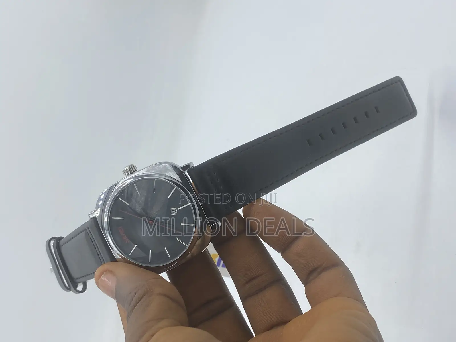Leather Strap Men’S Classic Black Wrist Watch