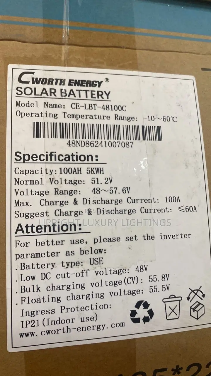 5kilo Cworth Energy Lithium Battery