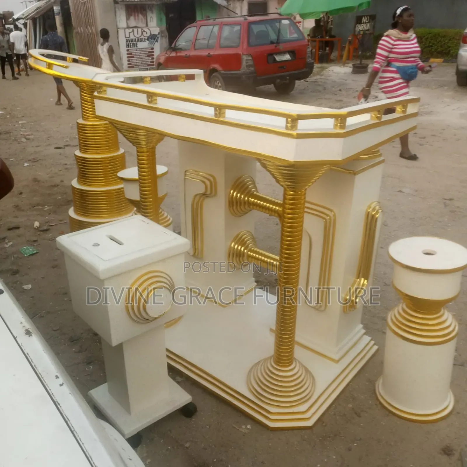 Full Complete Set Church Pulpit With Offering Vase
