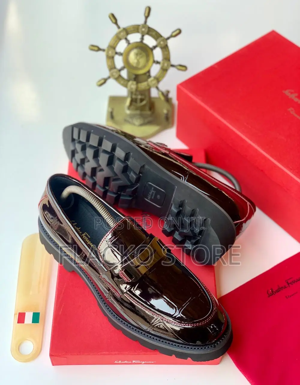Original Salvatore Ferragamo Patent Loafers Shoes