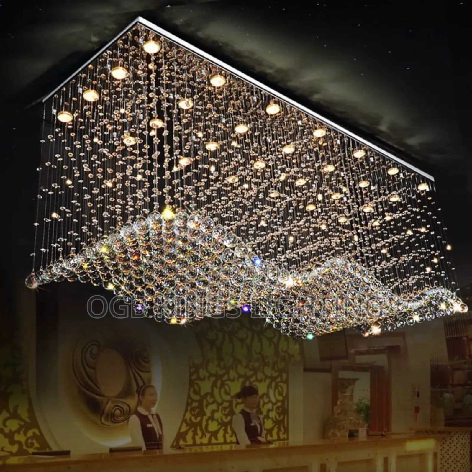 Rectangular Crystal Lamp Large Chandelier Lighting