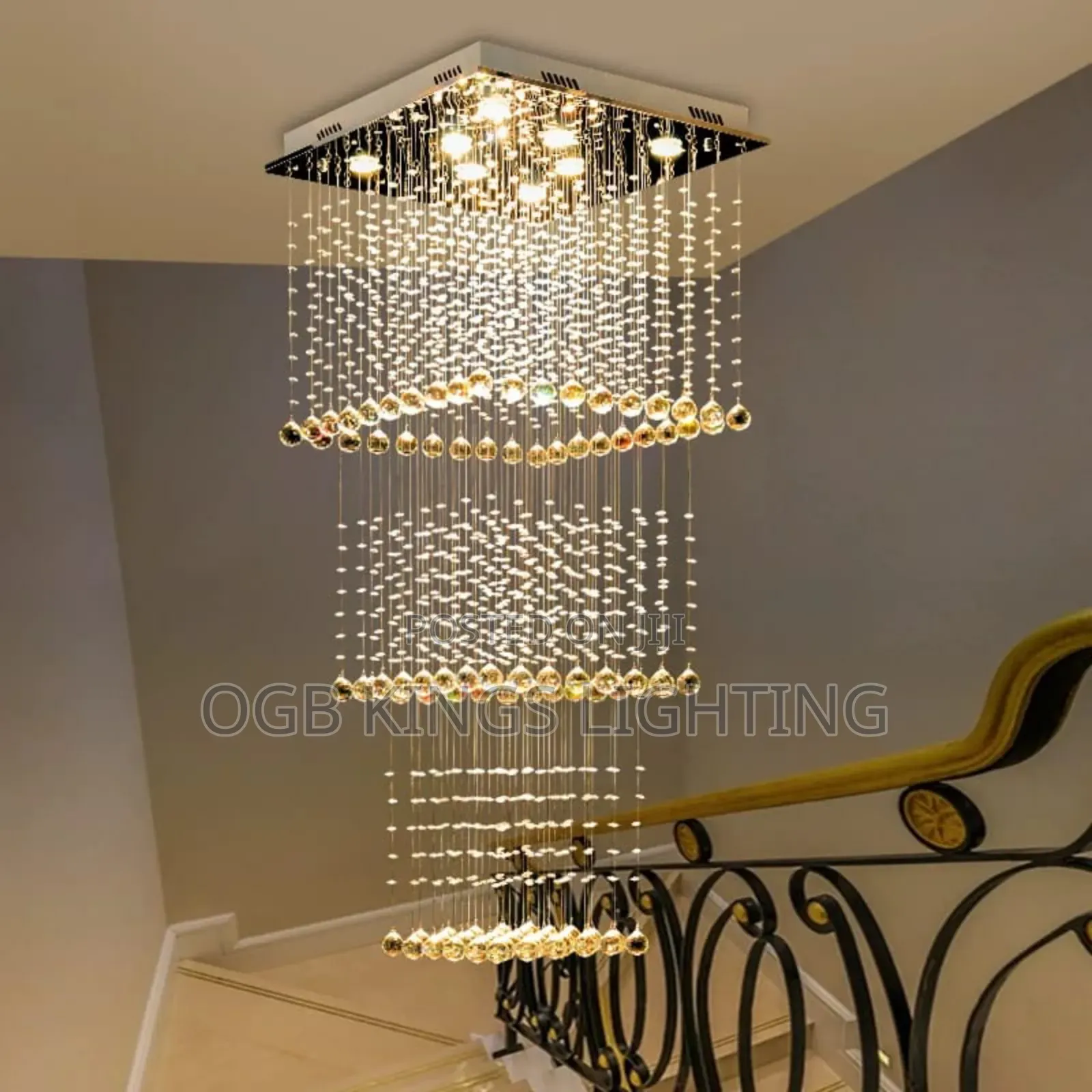Luxury Crystal Long Stair Chandelier Light