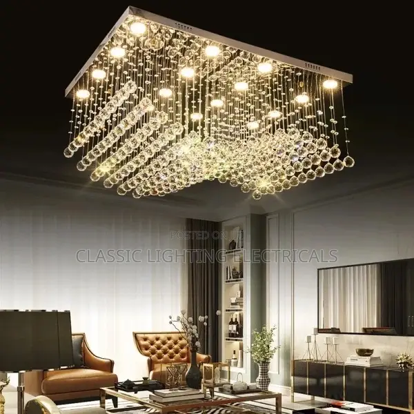 Crystal Chandeliers LED Chrome Finished Light Wave Art Decor