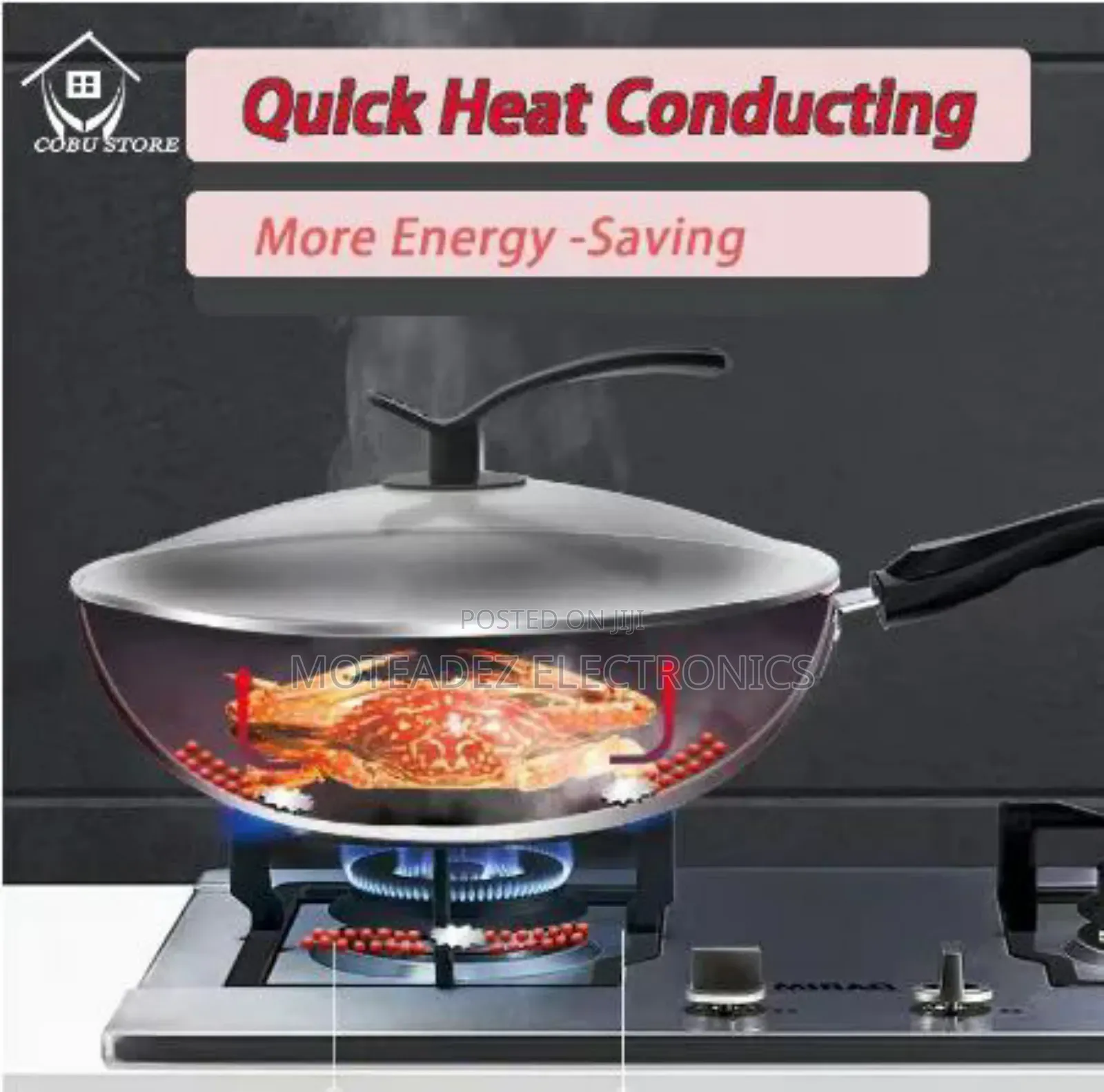 34cm High Quality Non Stick Stainless Steel Fry Pan W/Cover