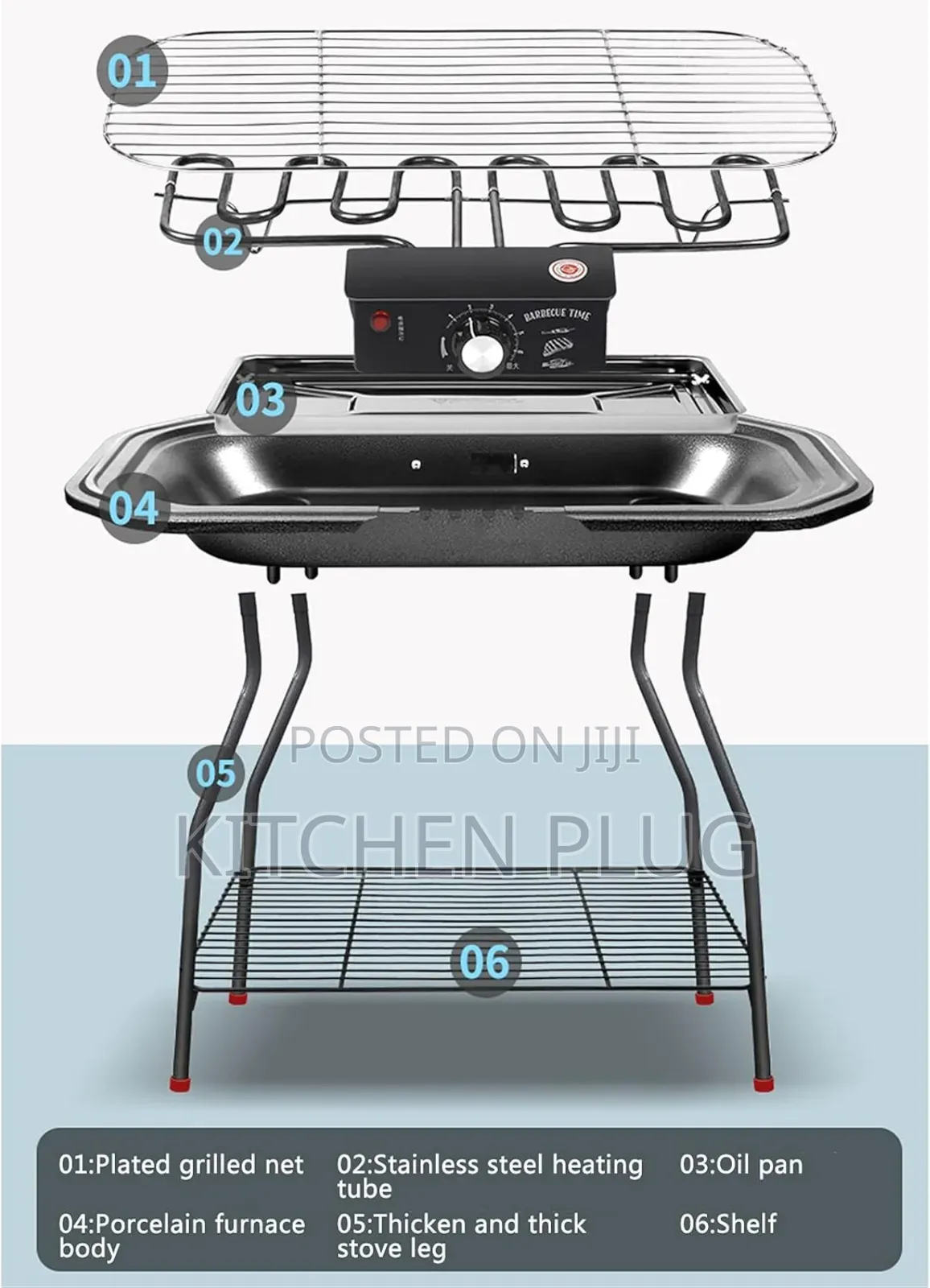 2200w Electric Grill, Seven-Speed