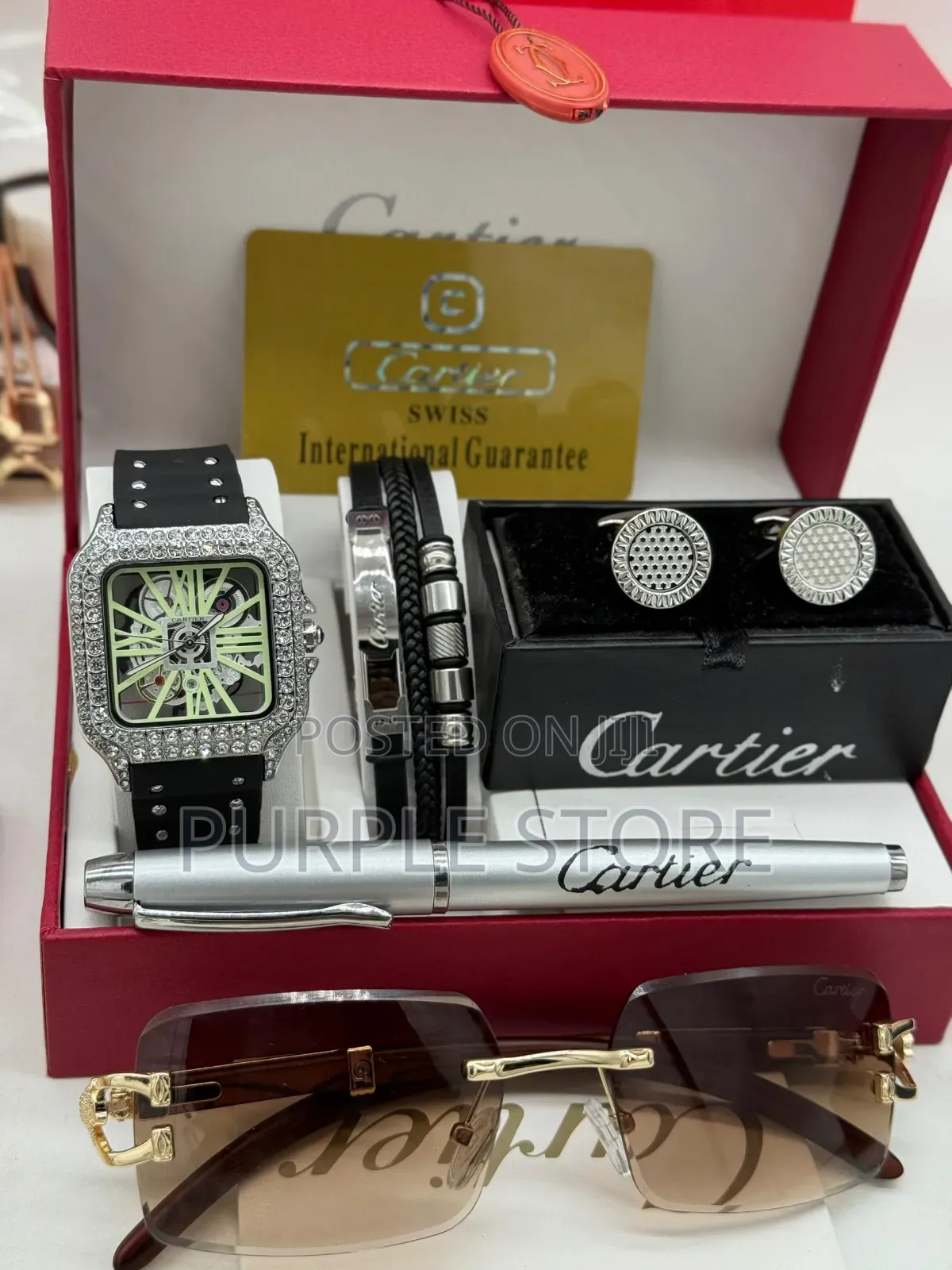 Cartier Full Package Set Watch, Bracelet,Cufflinks, Glasses