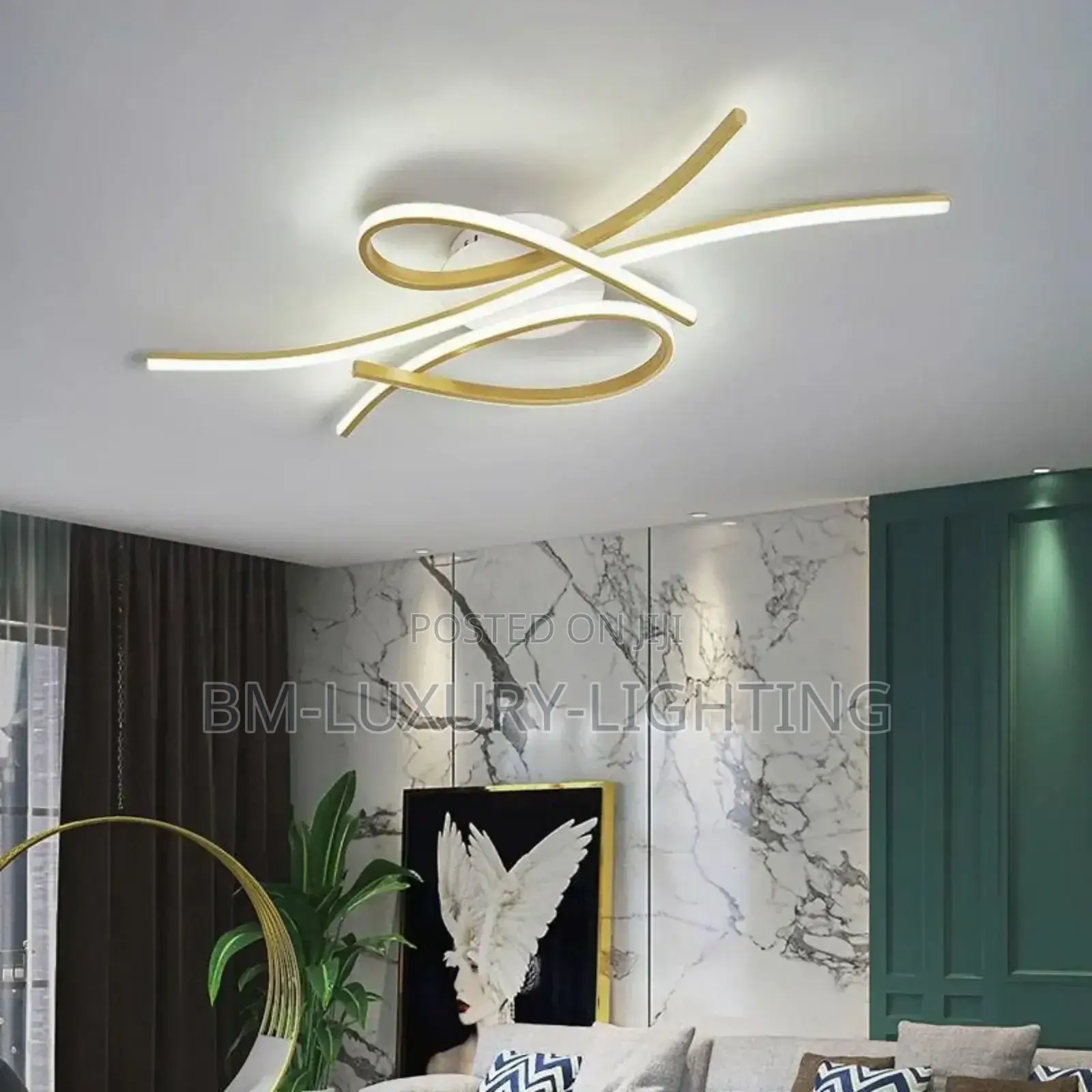 Nordic Curvy Semi Flush Chandelier Interior
