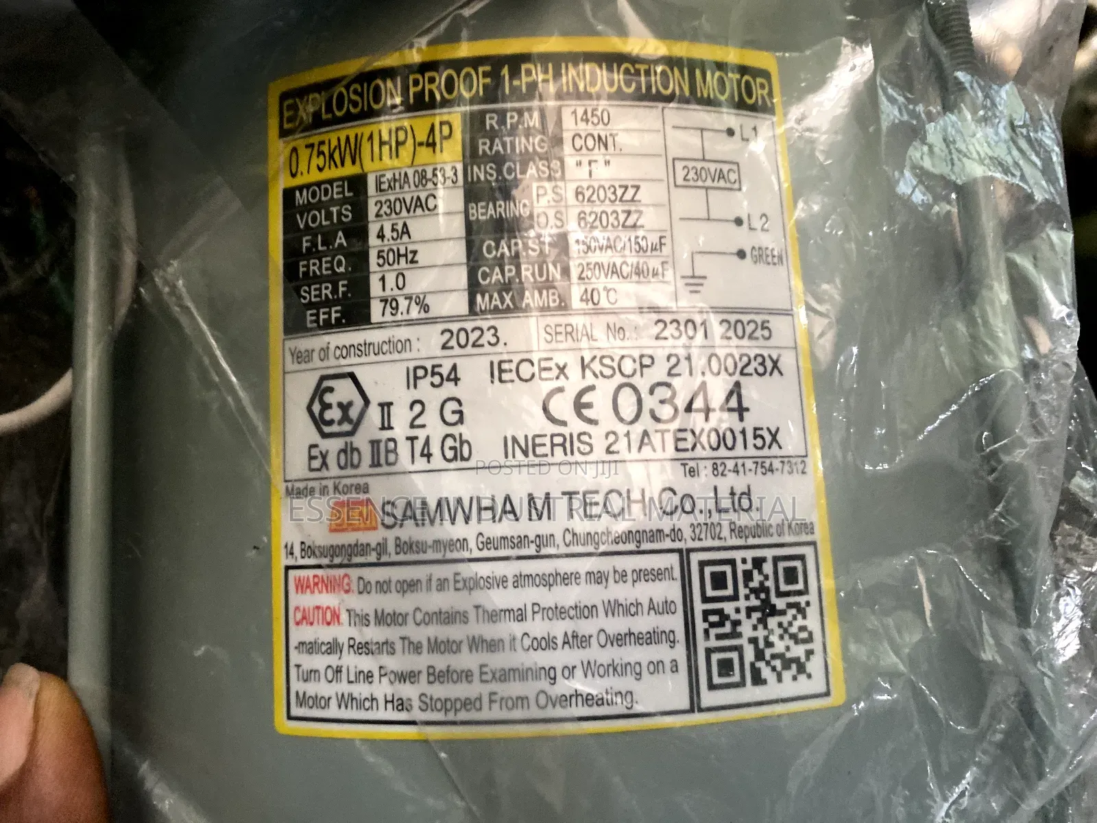 Brand New Hot Sales EX Single Phase AC Motor 0.75KW RPM 1400