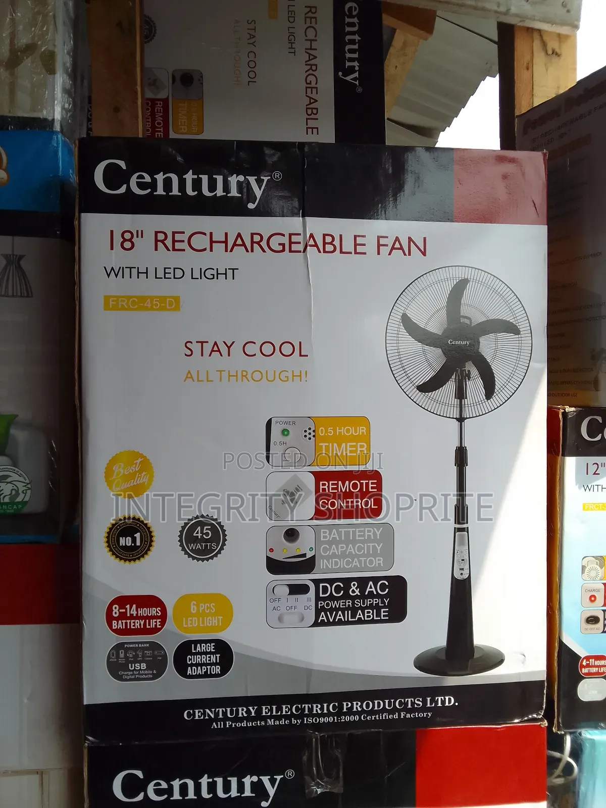 Century 18" Inches Rechargeable Fan