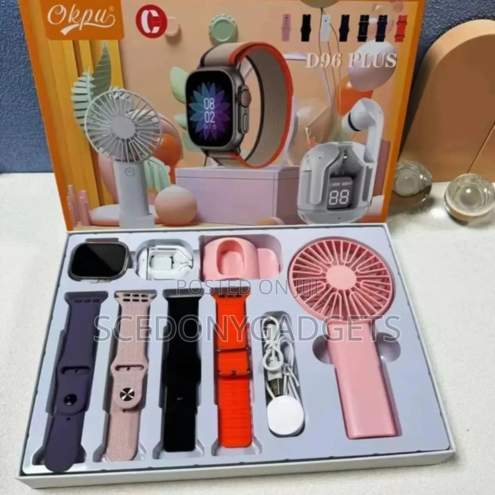 D96 Plus Smart Watch With Airpod and Hand Fan