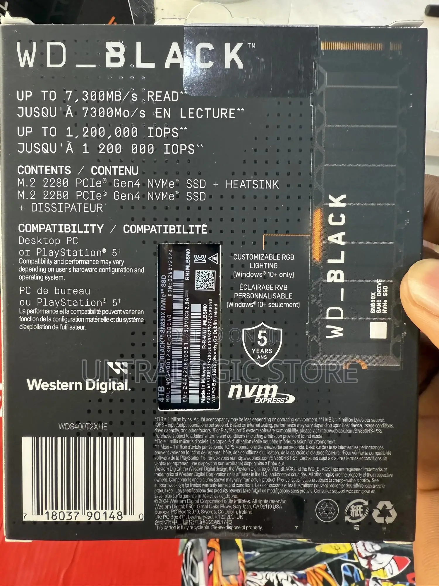 New Wd 4TB SSD Sn850x Ps5 Internal Storage Nvme Pcie 4.0 SSD Heatsink