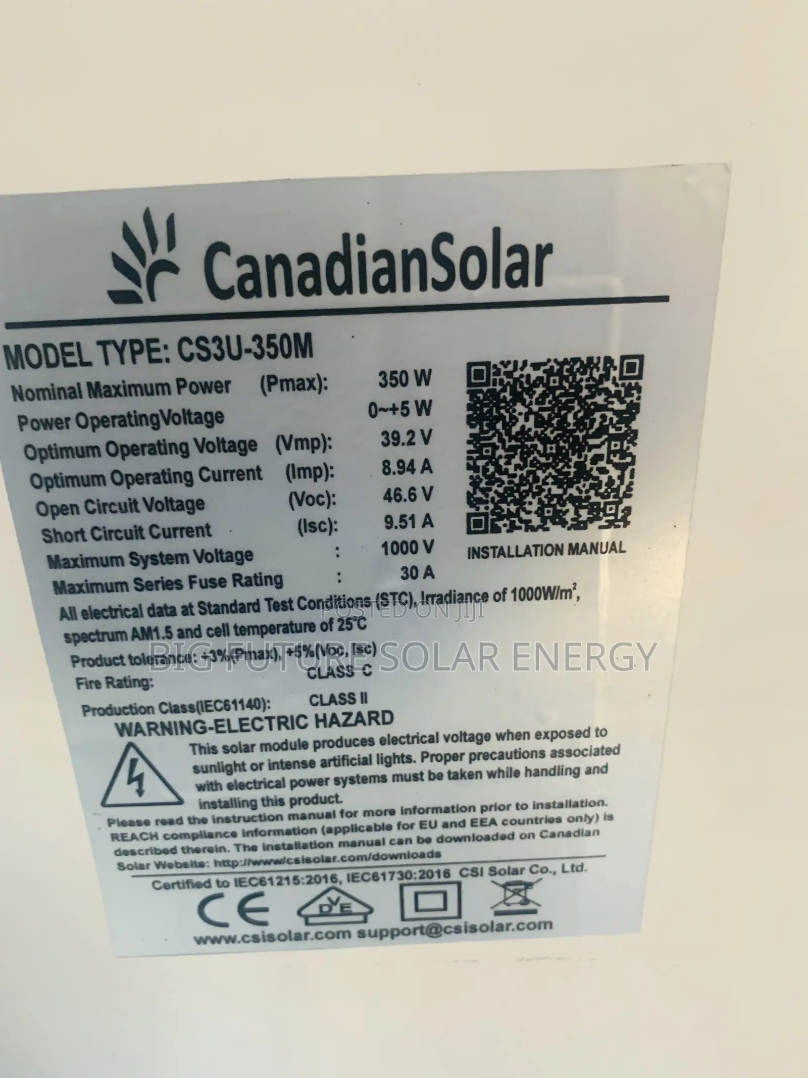 350watts Canadian SOLAR PANEL 72c