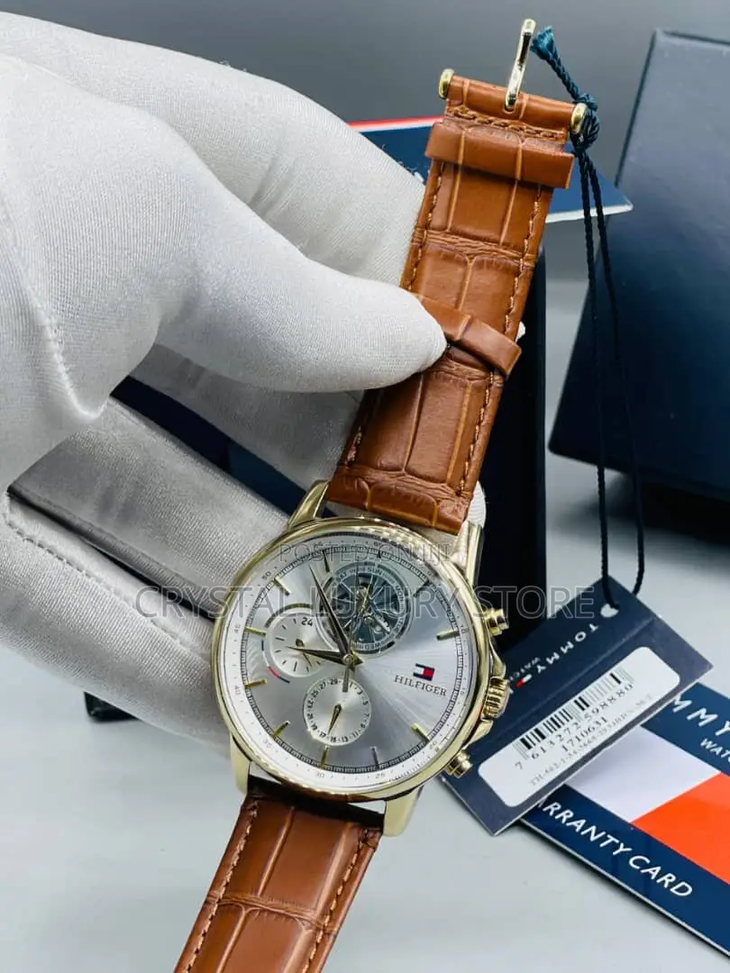 Tommy Hilfiger Quality Luxury Men Genuine Leather Wristwatch