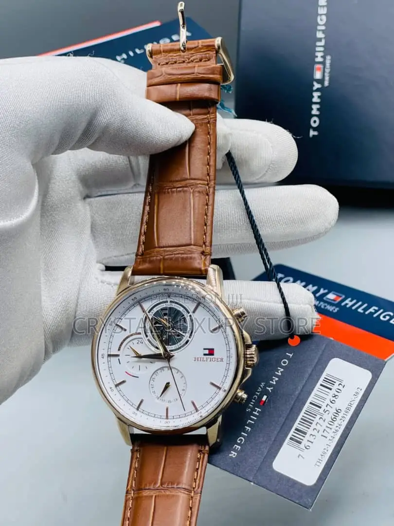 Tommy Hilfiger Quality Luxury Men Genuine Leather Wristwatch