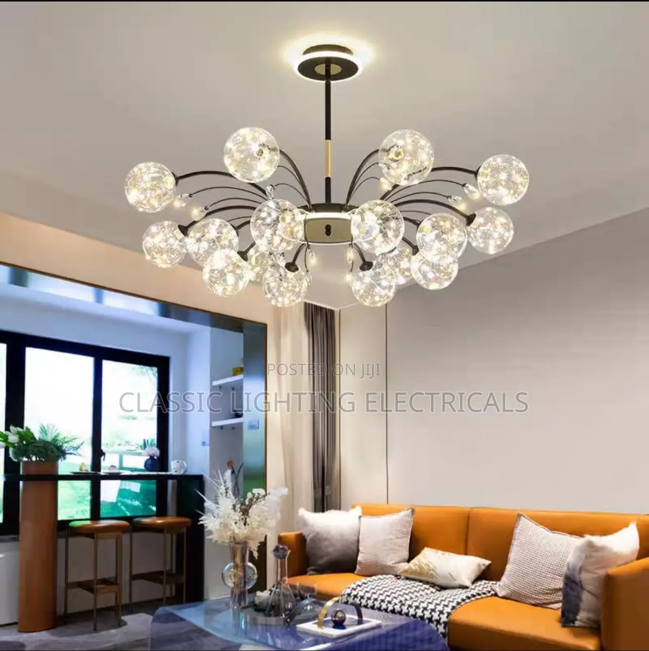 Modern Glass Ball Chandelier Pendant Light LED Blackiron Cei