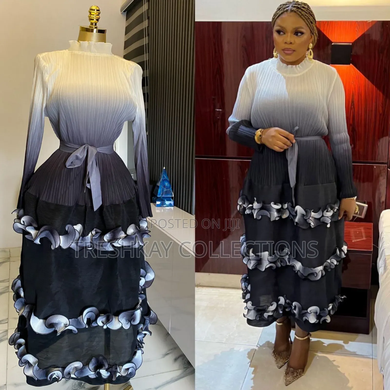 Luxury Miyaki Ruffled Dress