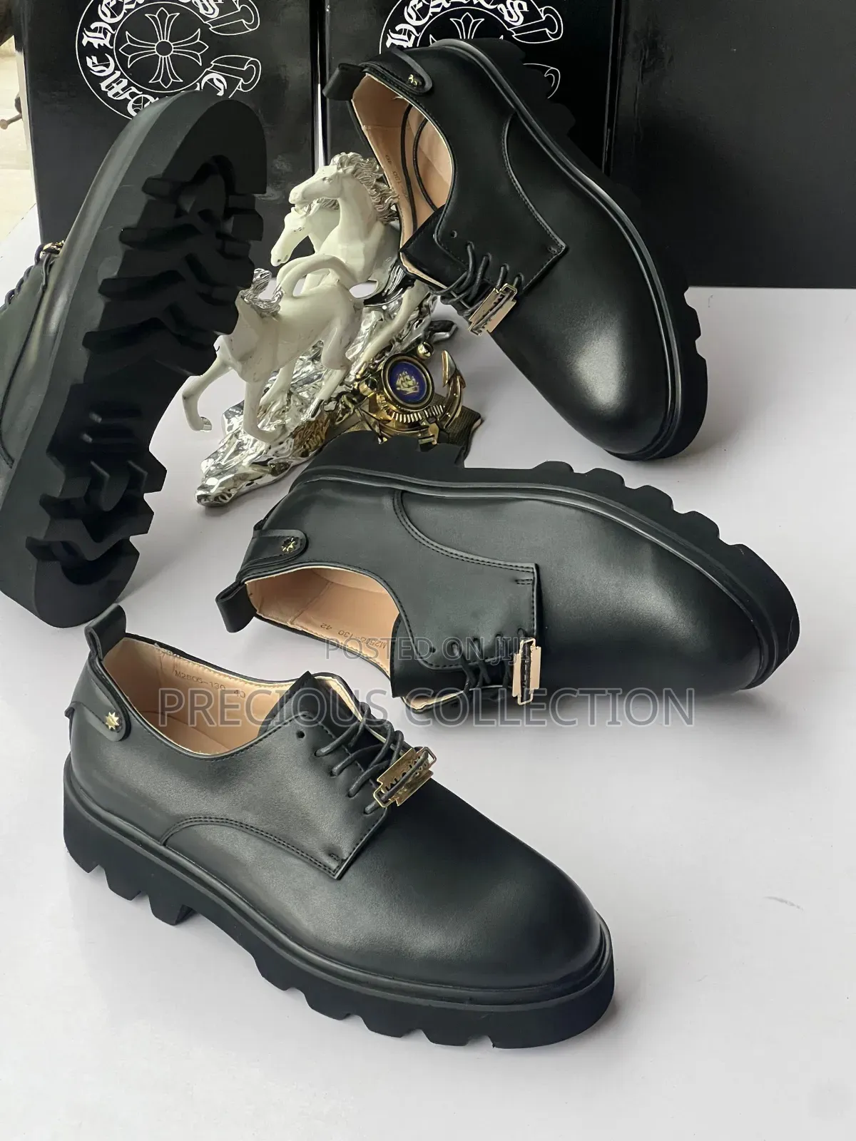 Men's Matte Stock Leather Black Lace Up Shoe