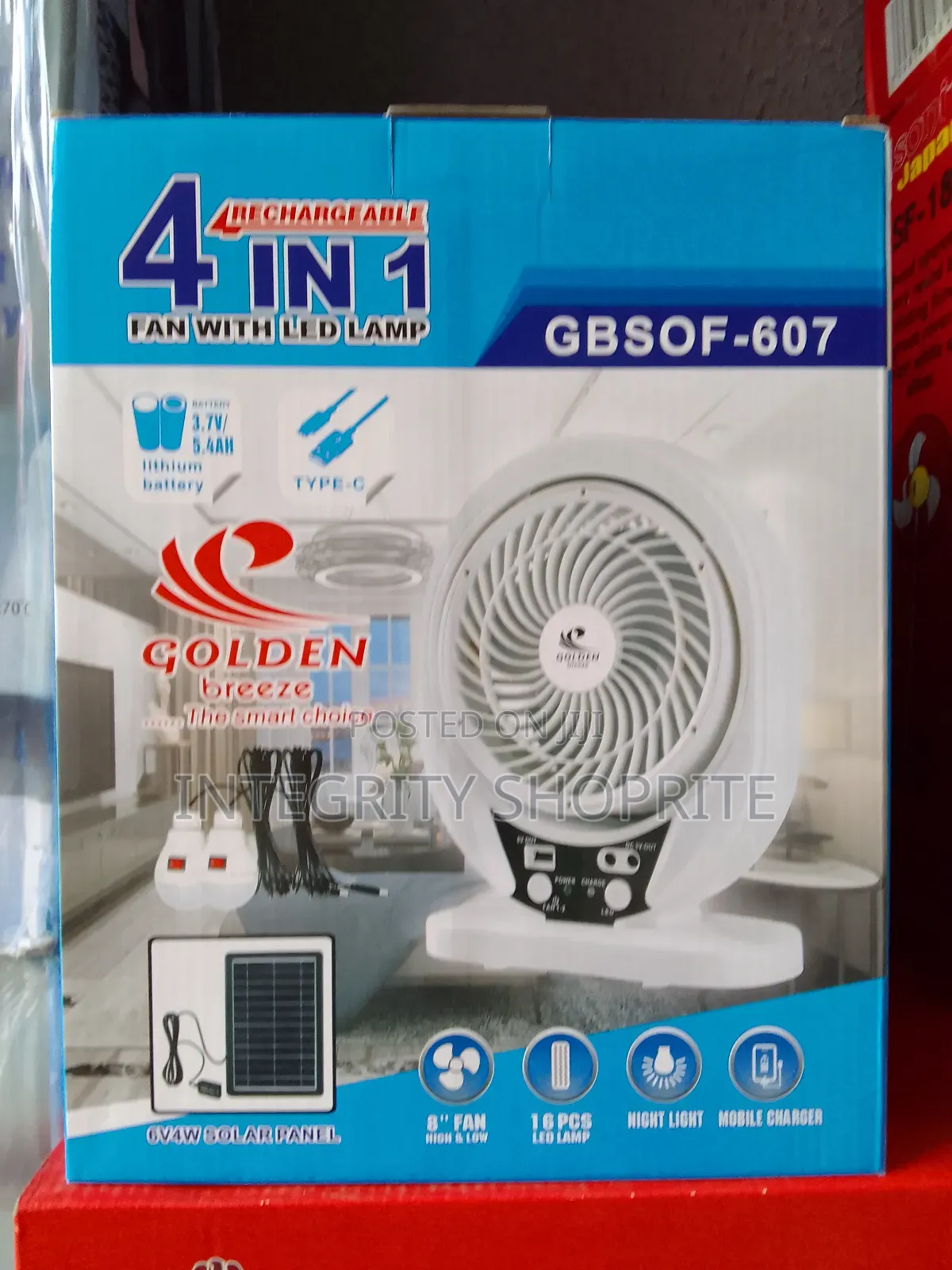 Golden Breeze Rechargeable Table Fan Led Lamp Solar Panel