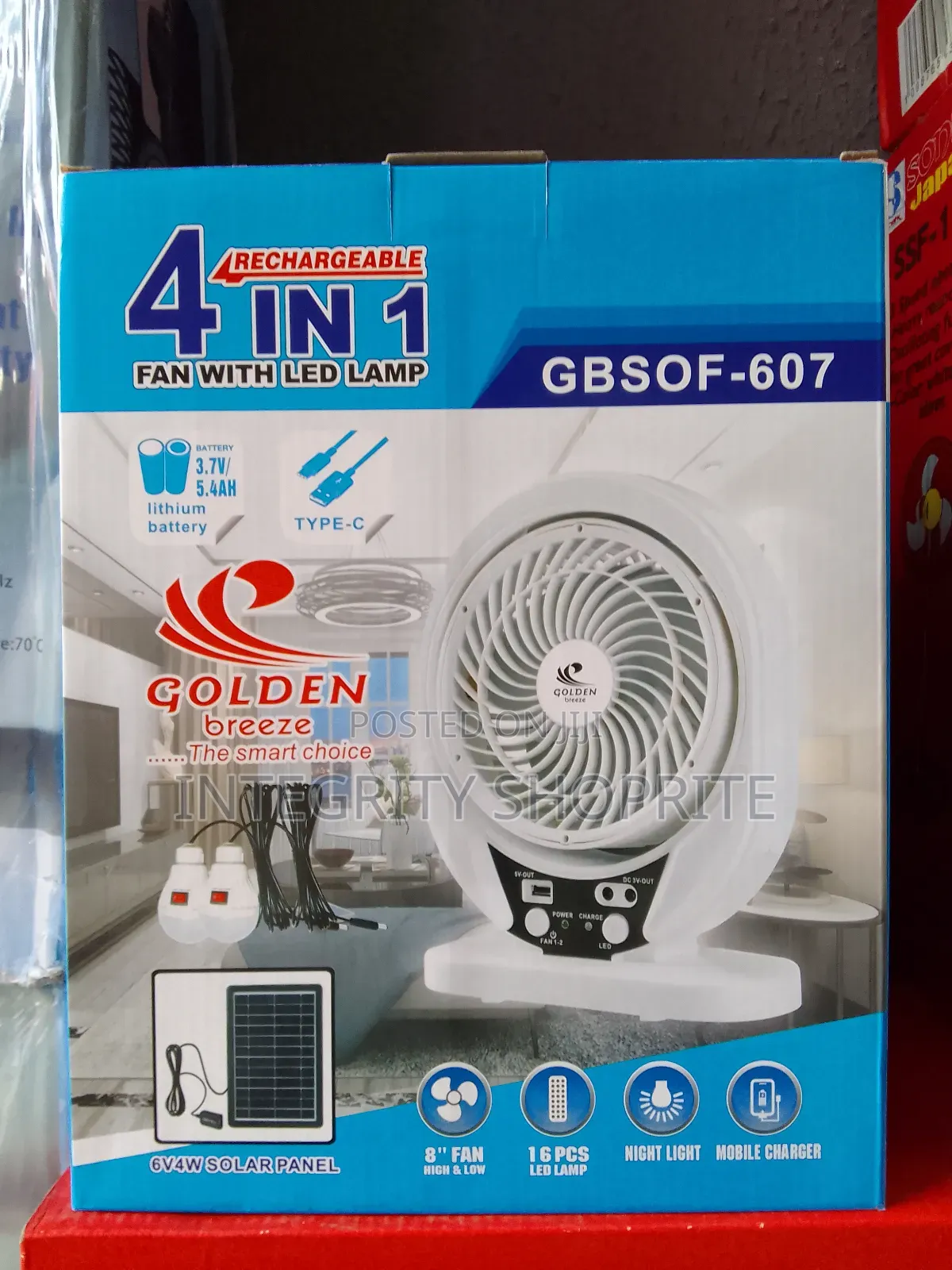 Golden Breeze Rechargeable Table Fan Led Lamp Solar Panel