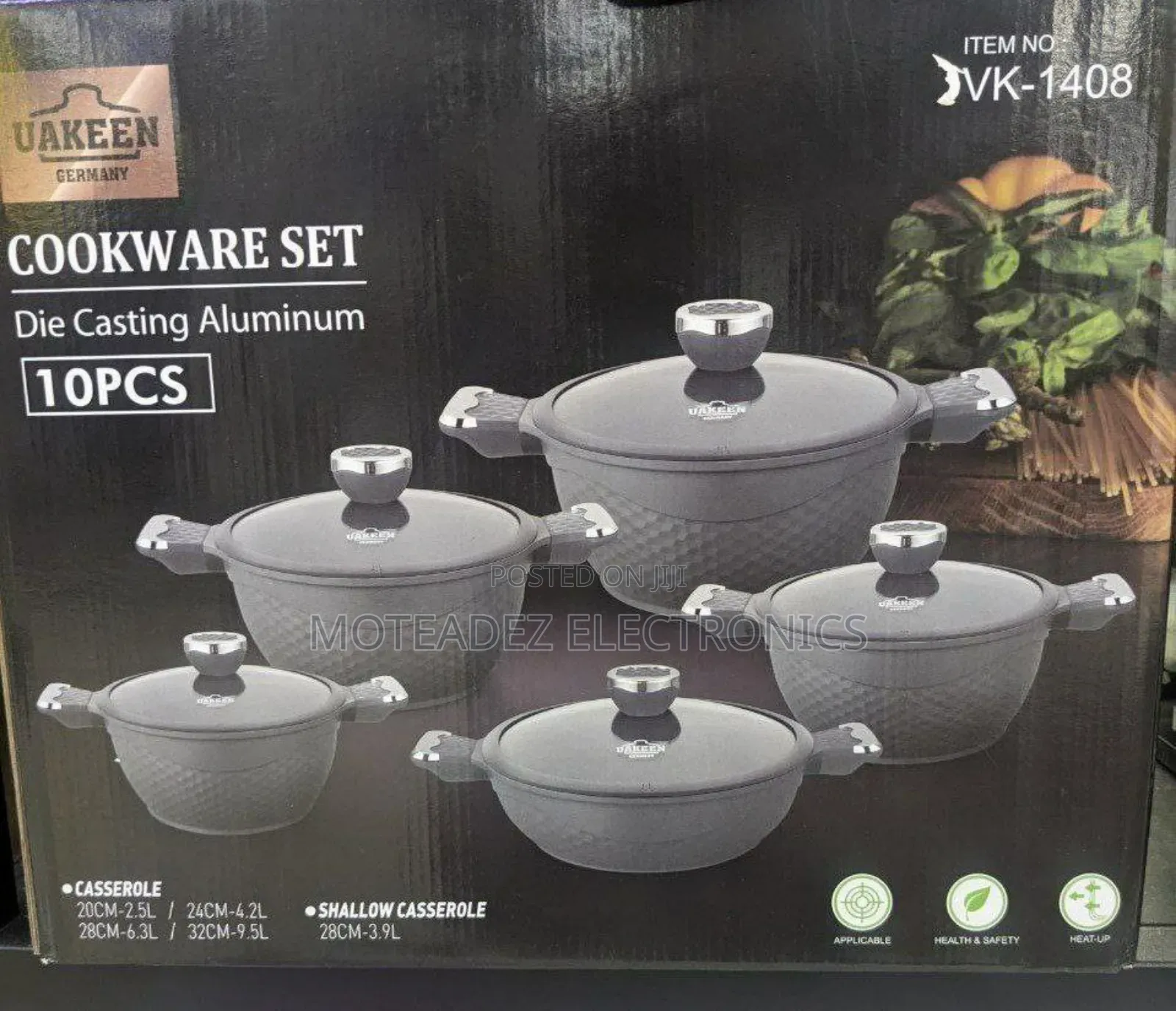 UAKEEN 10pcs Die Cast High Quality Aluminium Cookware Set
