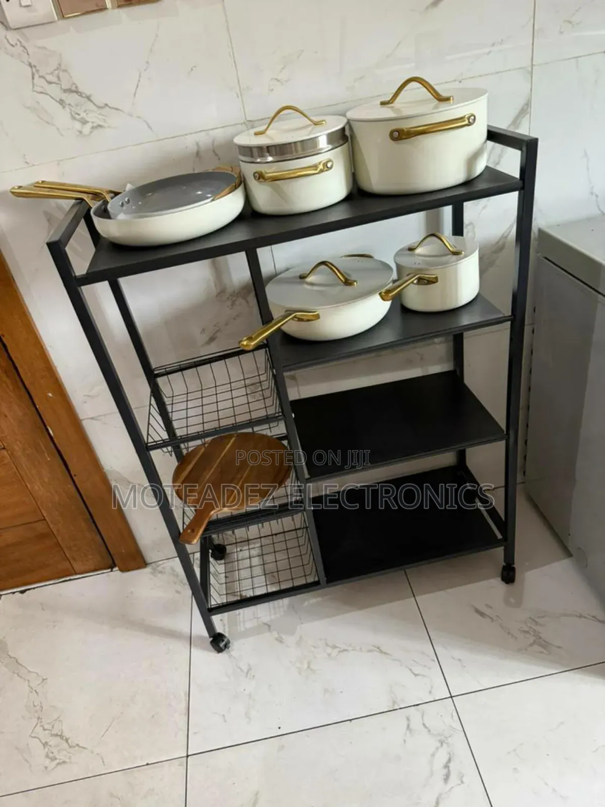 4 Layer/4 Baskets (80cm) Multipurpose Heavy Duty Movable Kitchen Rack