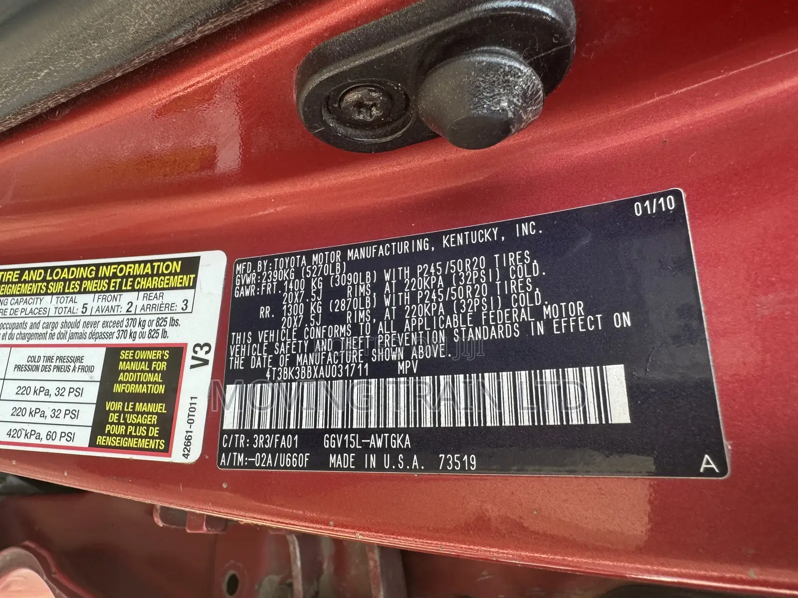 Toyota Venza V6 AWD 2010 Red