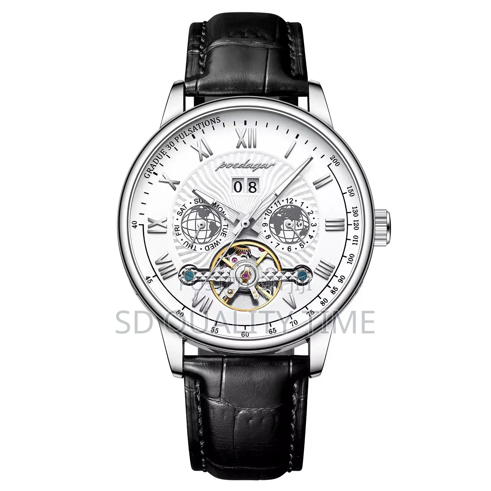 Poedagar Leather Automatic Wrist Watch
