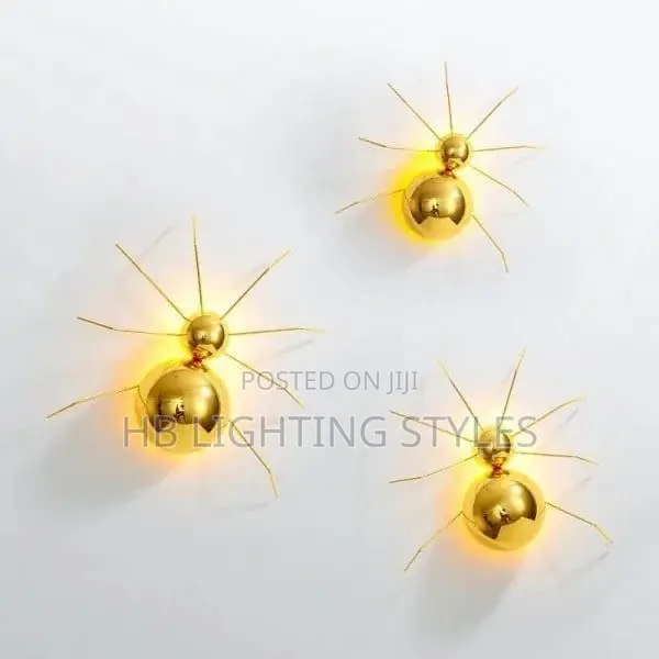 Modern LED Golden Spider Wall Light for Children