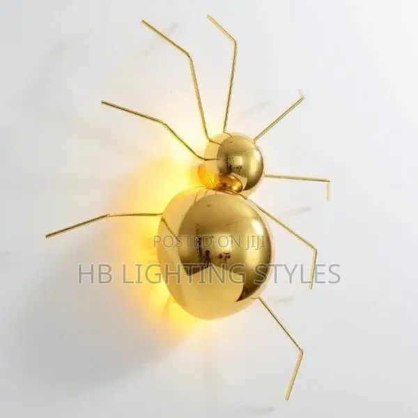 Modern LED Golden Spider Wall Light for Children