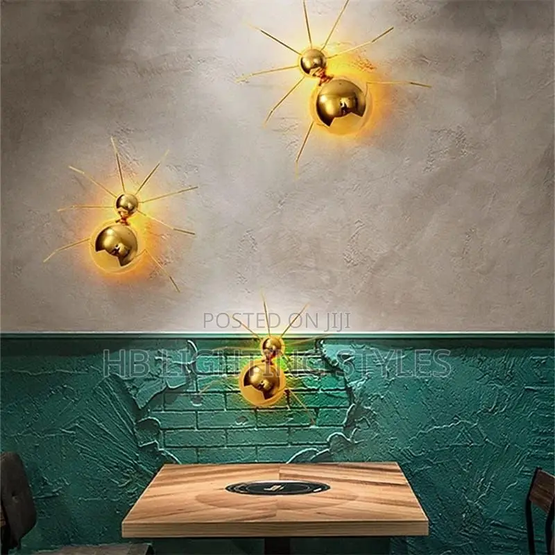 Modern LED Golden Spider Wall Light for Children