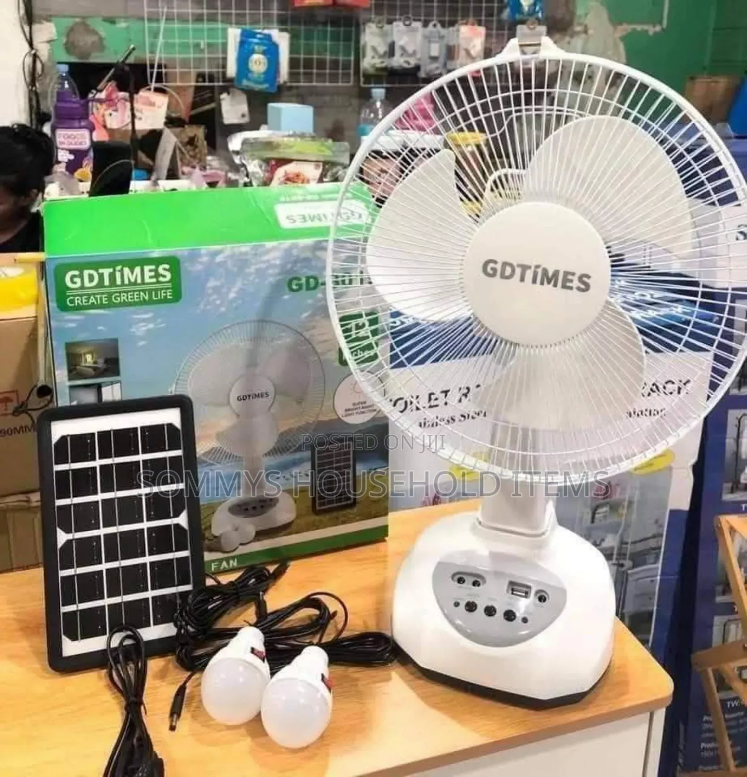 12" Solar Rechargeable Fan