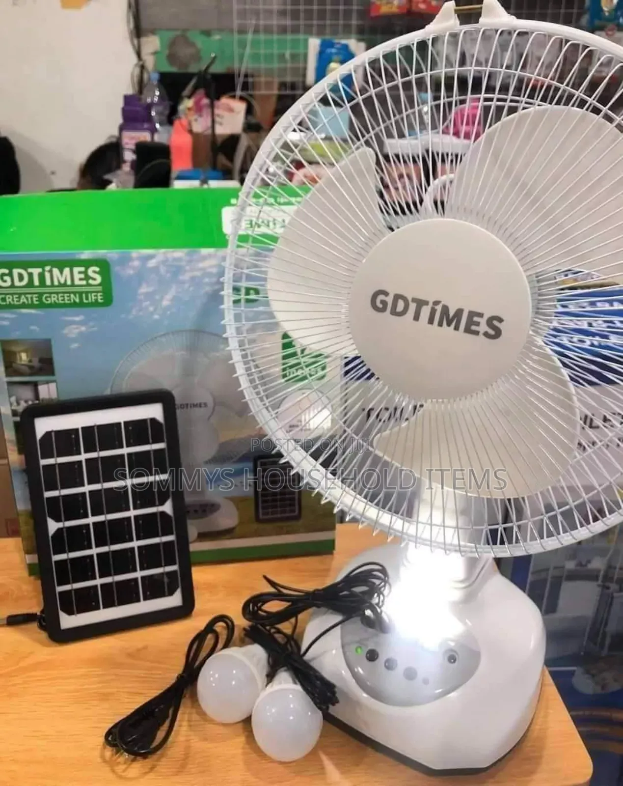 12" Solar Rechargeable Fan