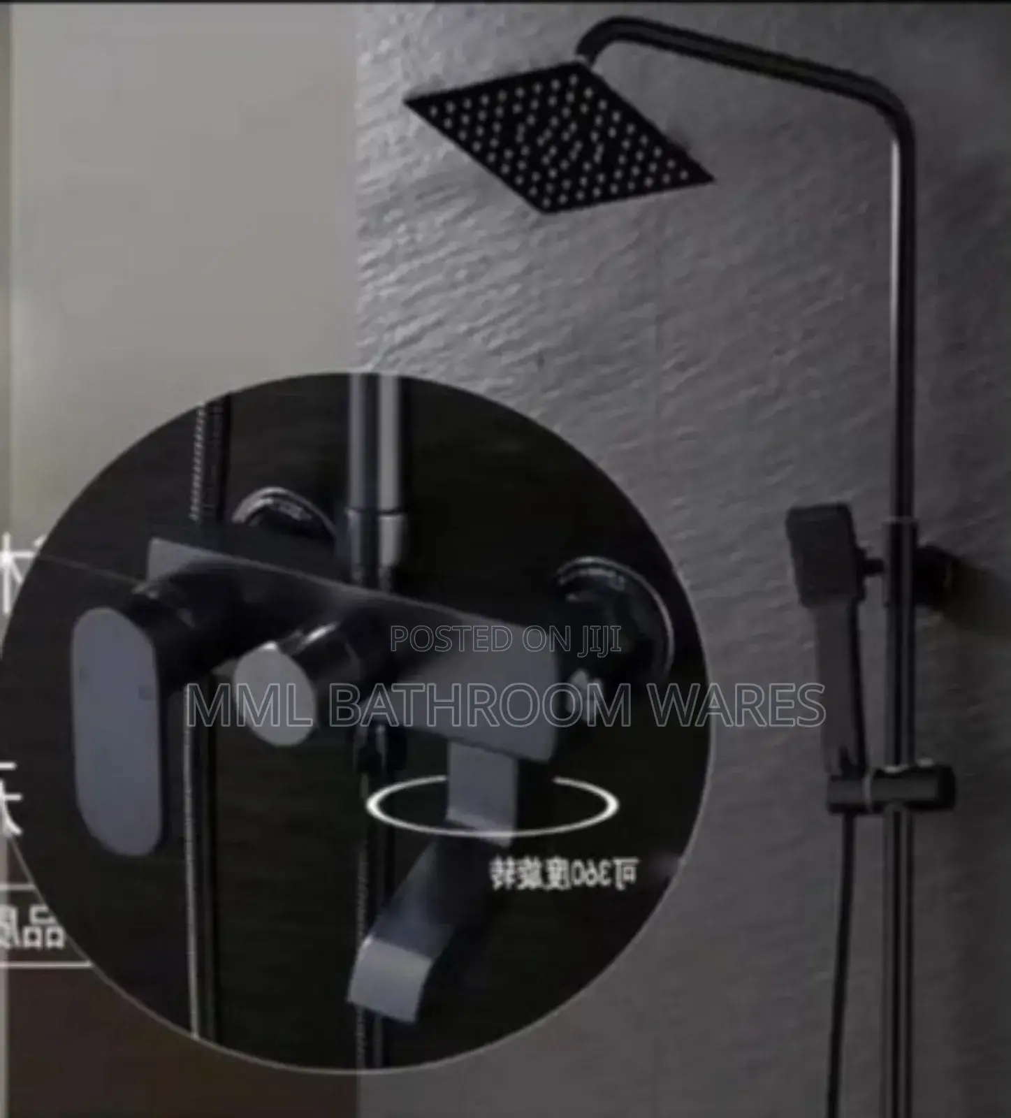Matte Black Shower Mixers With Shower Head Down Tap,