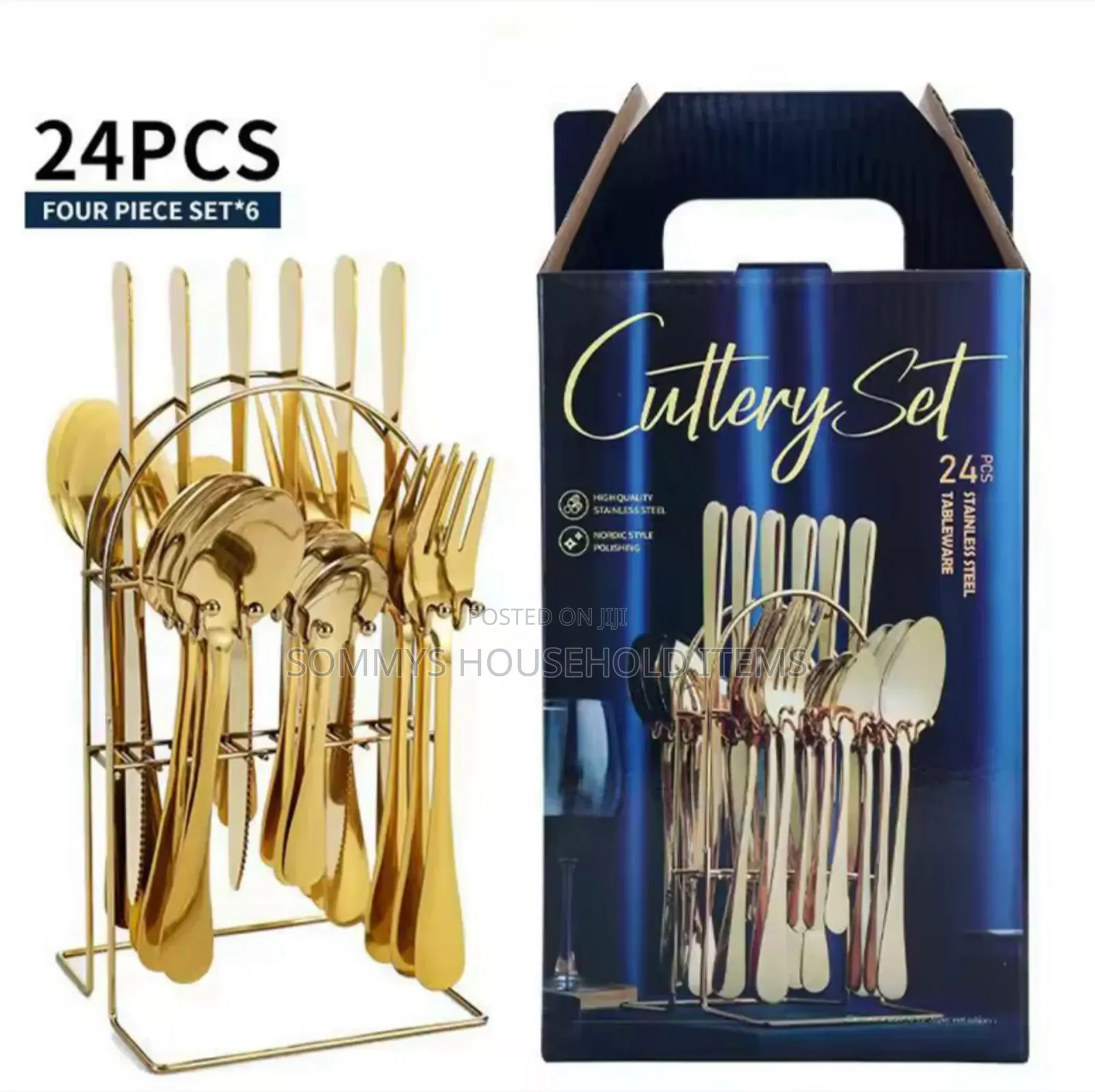24pcs Cutlery Gold Spoon Set