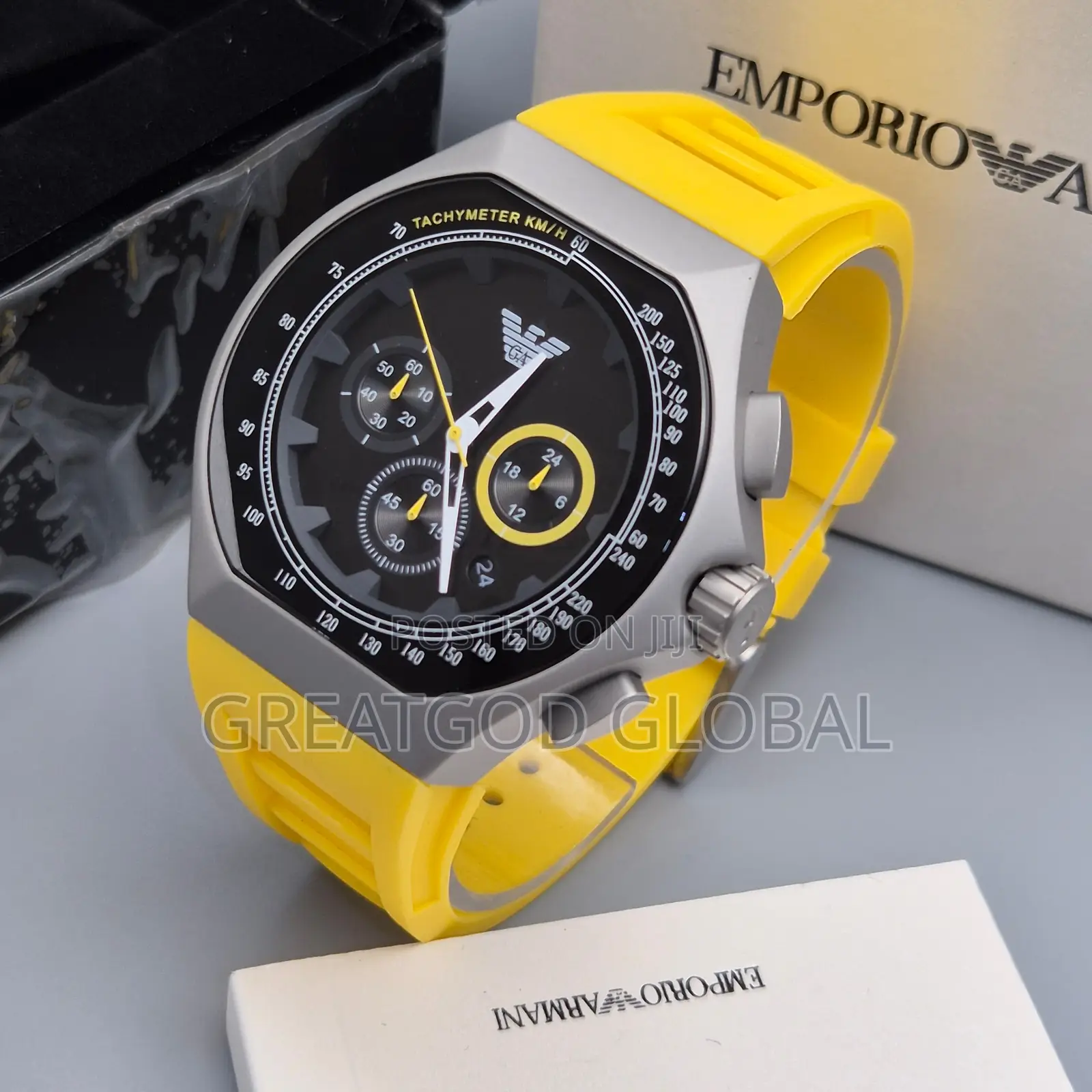 Emporia Armani Luxury Wristwatch Classic Design Yellow Strap