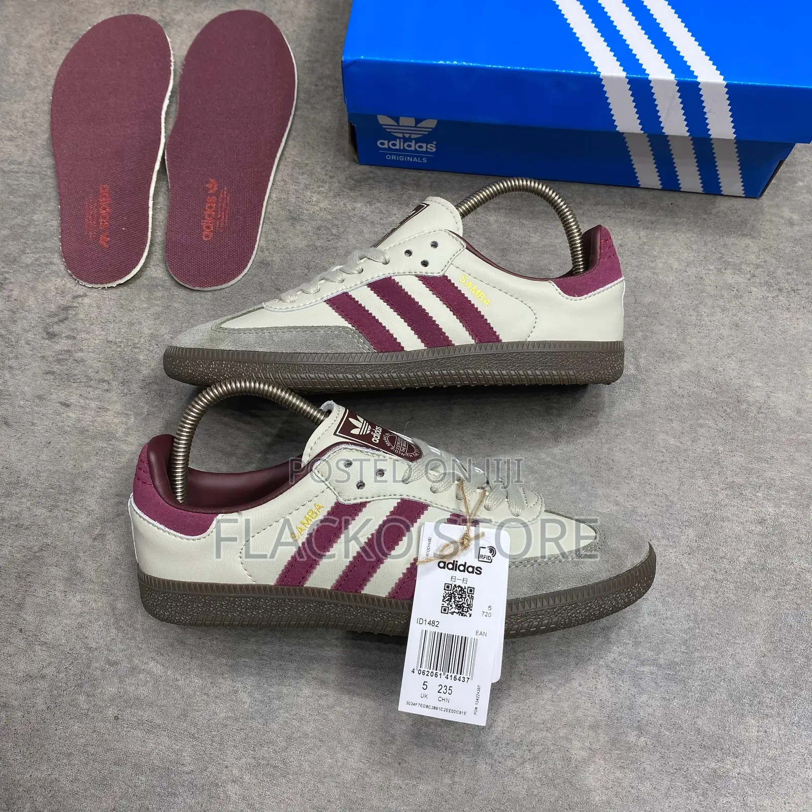 Original Adidas Samba Og Putty Grey Maroon Sneakers