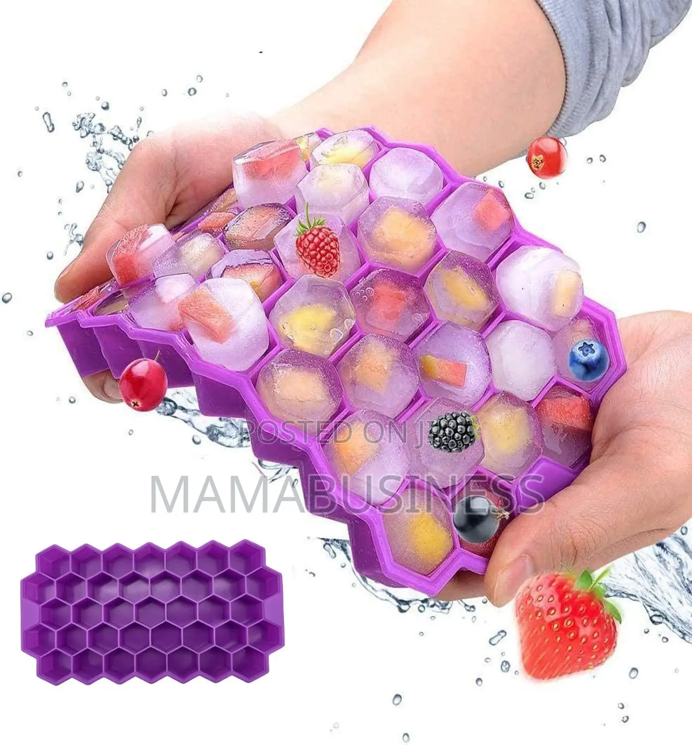 Ice Cube Trays Silicone Flexible 37 Ice Cube Mould (Purple)