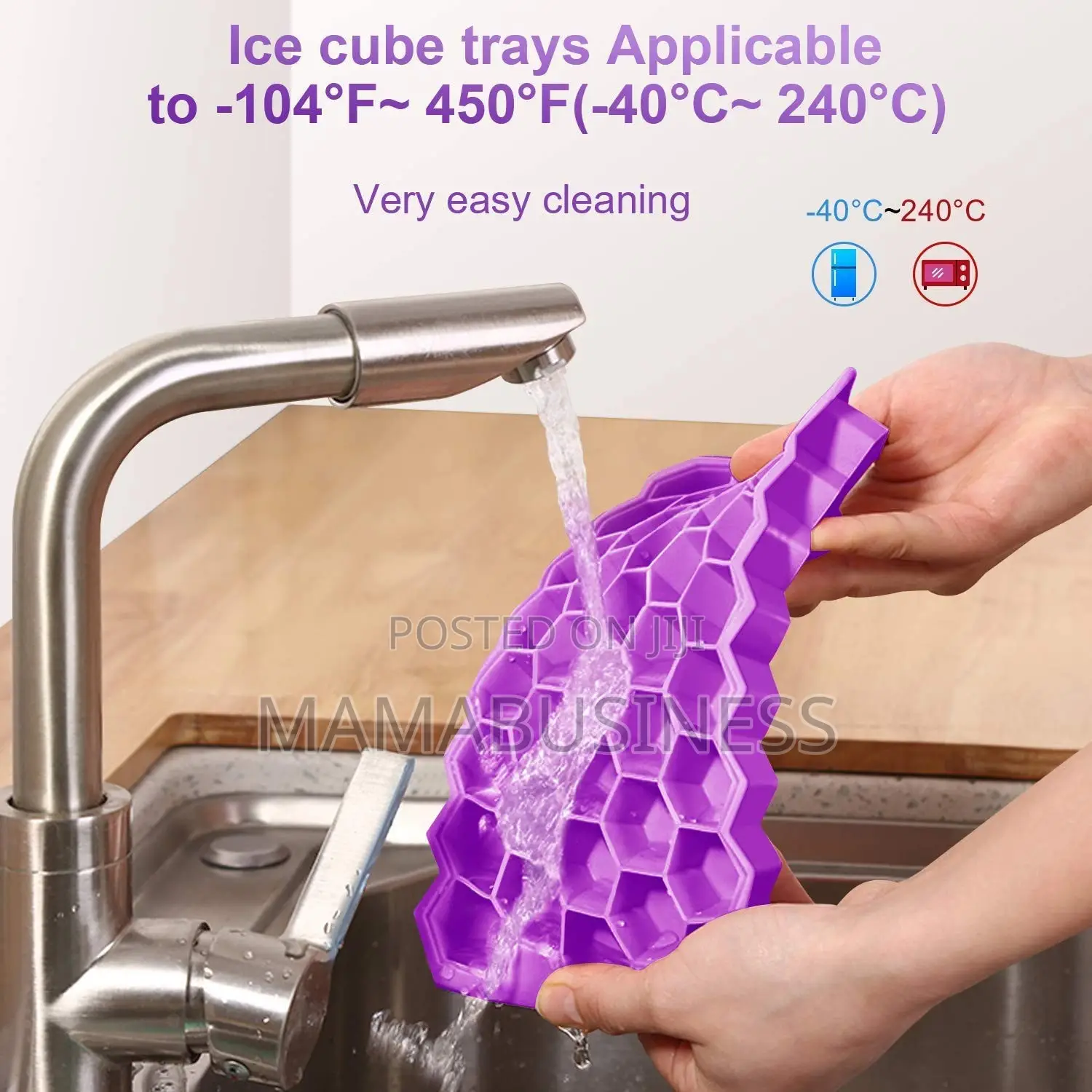 Ice Cube Trays Silicone Flexible 37 Ice Cube Mould (Purple)