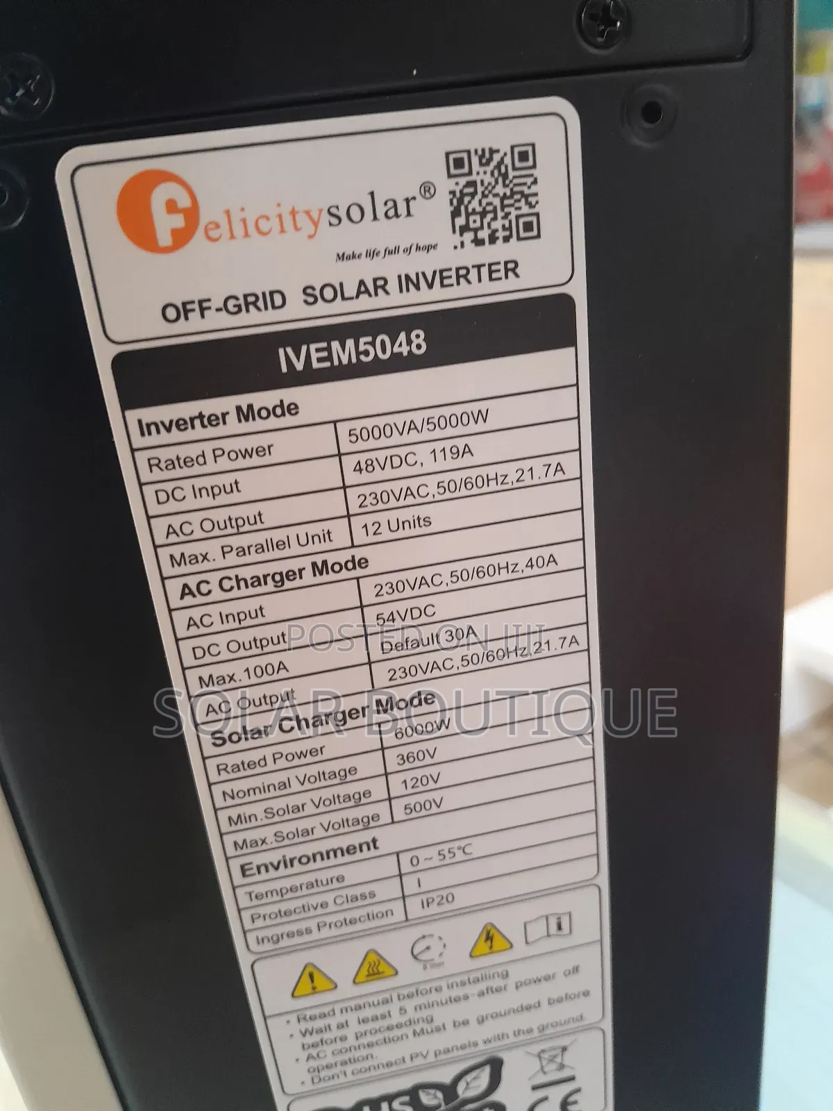 5kva 48v Felicity Hybrid Solar Inverter