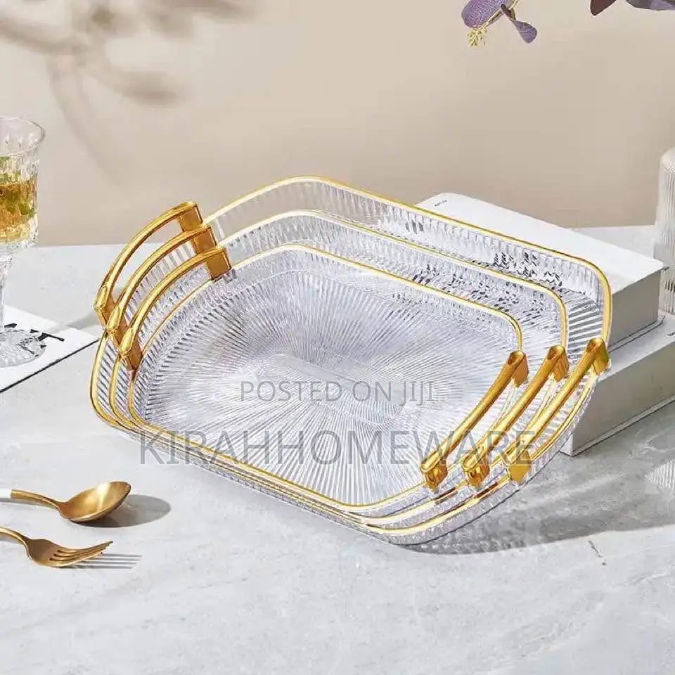Luxury Gold Rim Transparent Tray