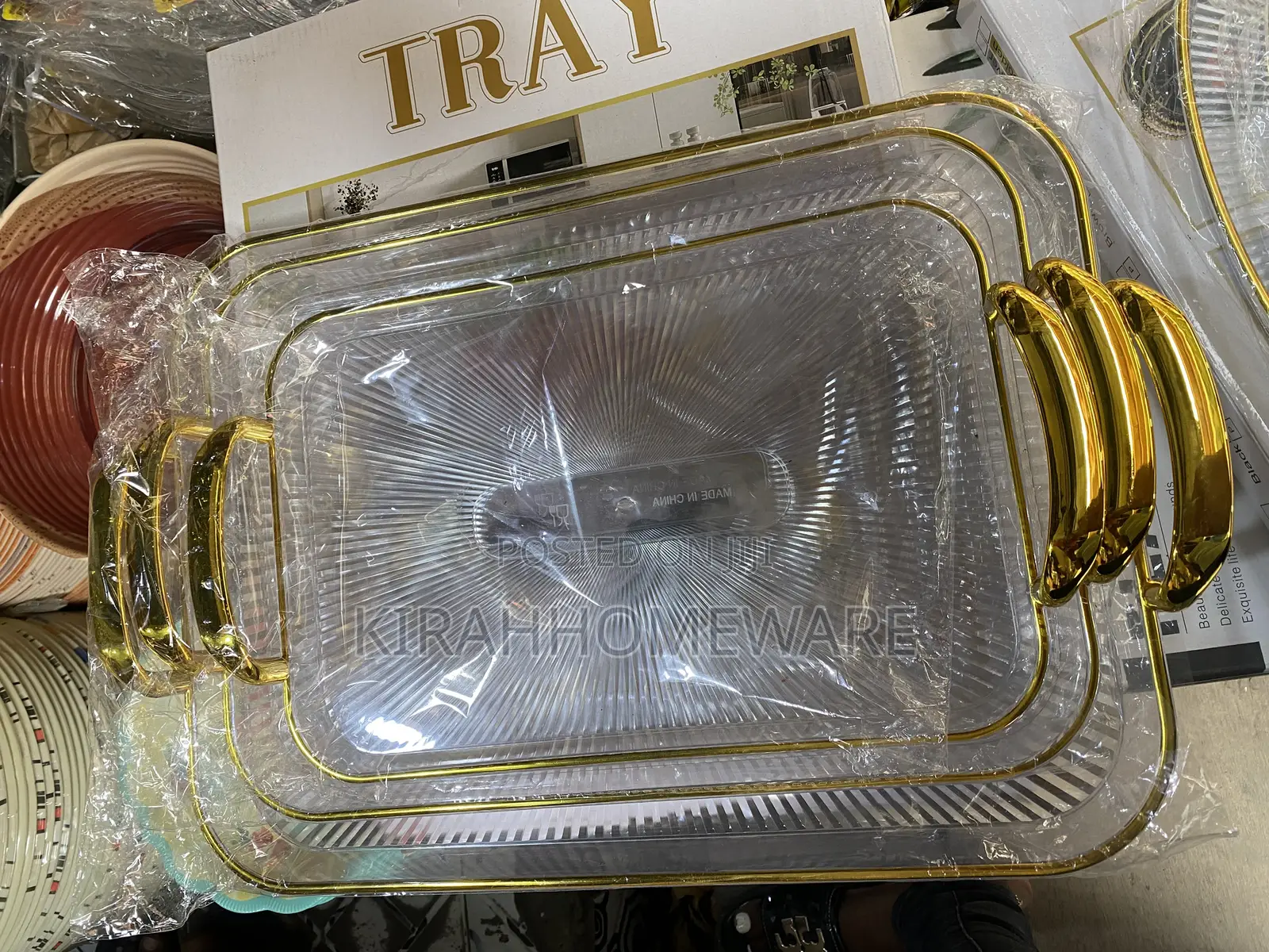 Luxury Gold Rim Transparent Tray