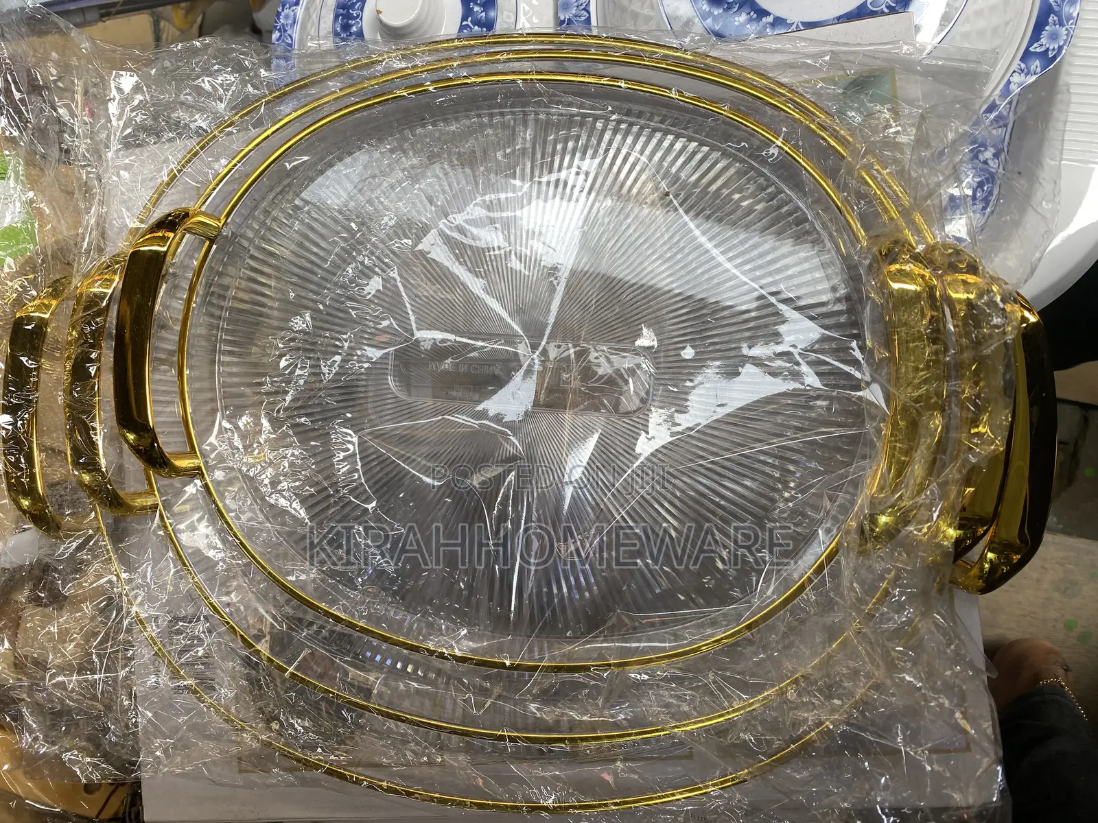 Luxury Gold Rim Transparent Tray