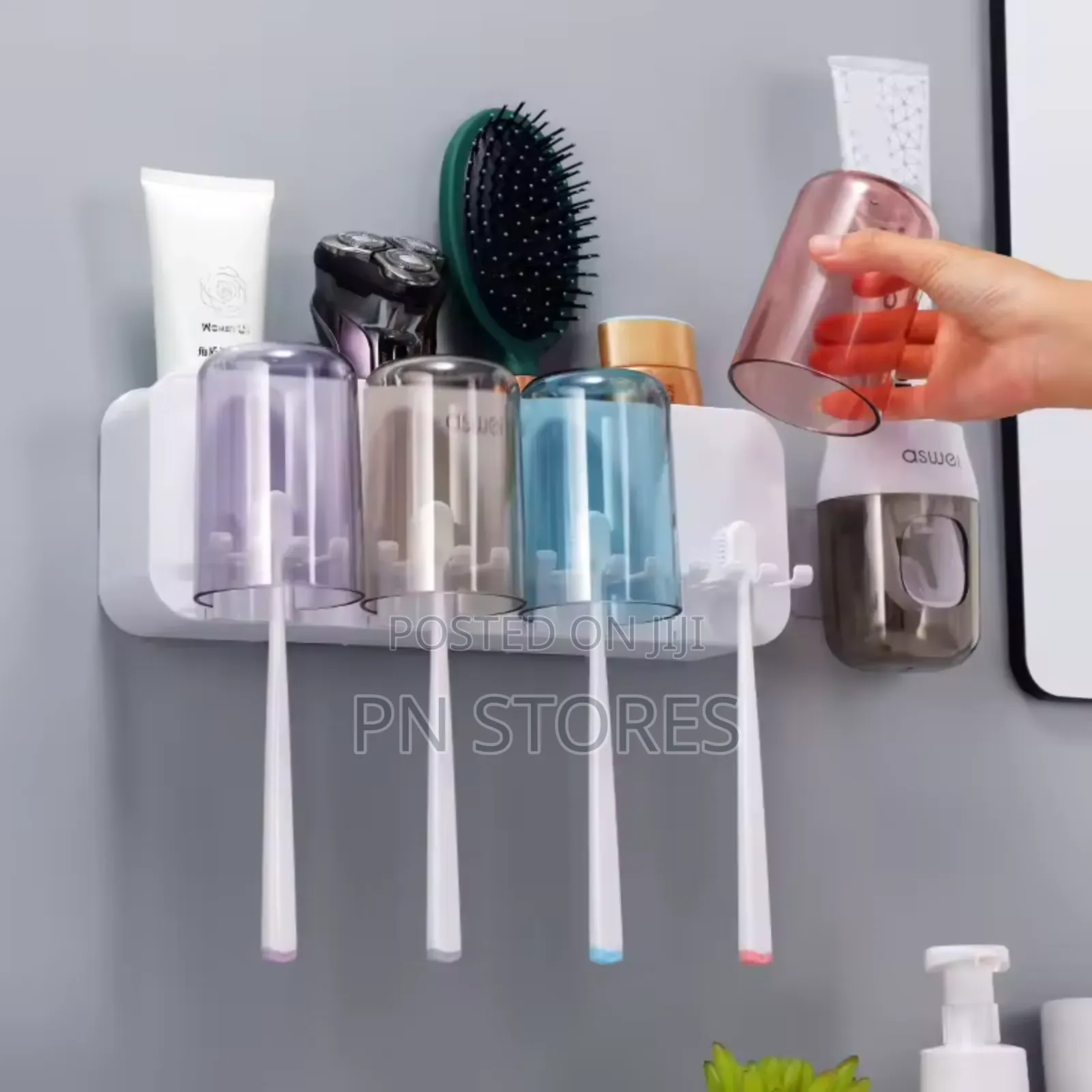 Hanging Toothbrush Holder With Wash Cups