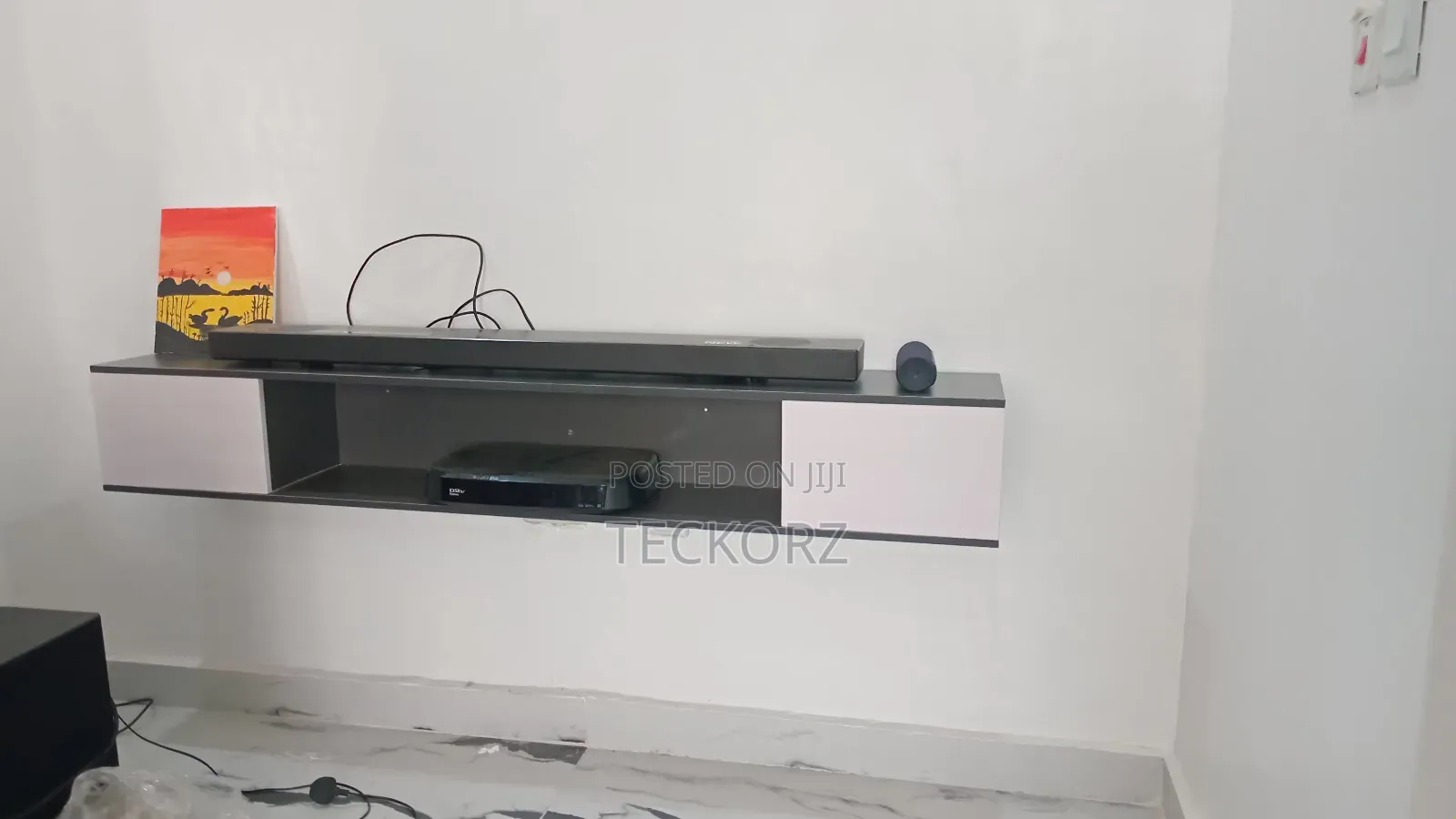 Floating TV Console Cabinet With Book Case