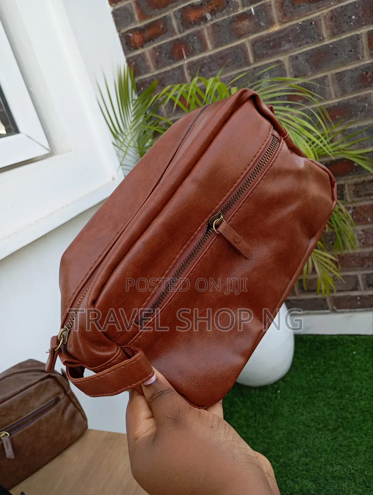 Mens P U Leather Wash Bag