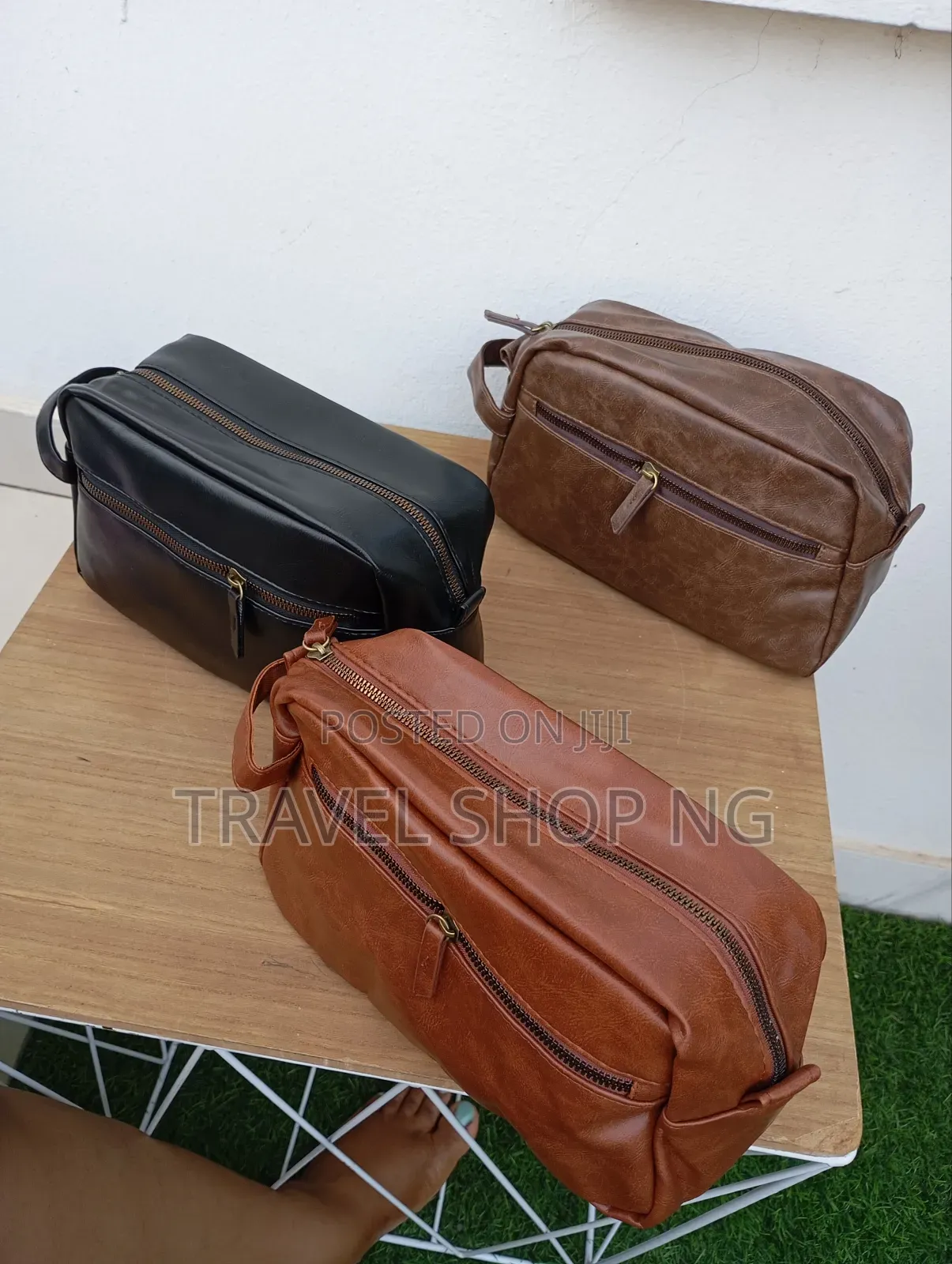 Mens P U Leather Wash Bag